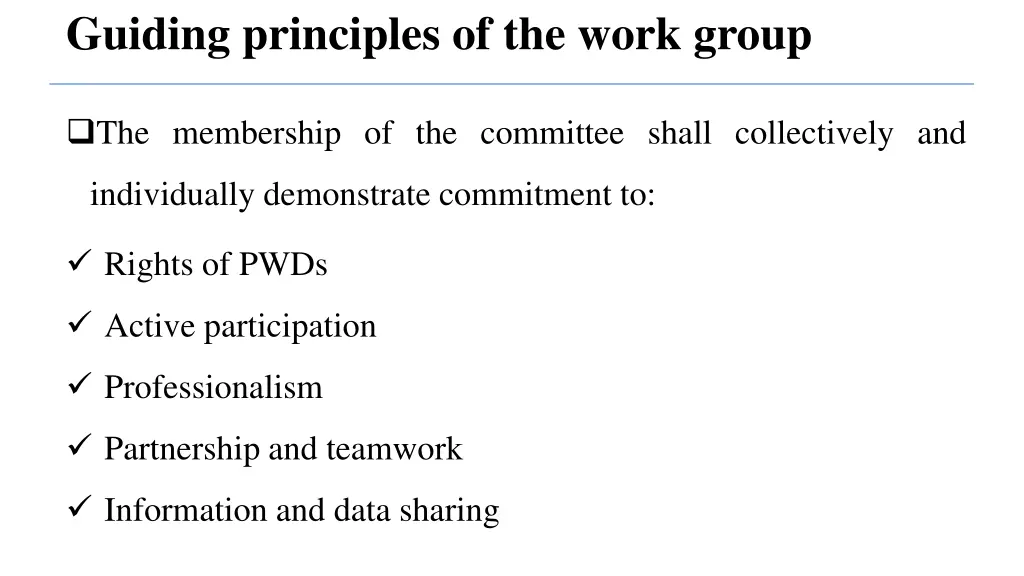 guiding principles of the work group