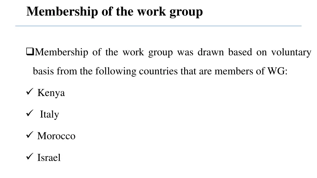 membership of the work group