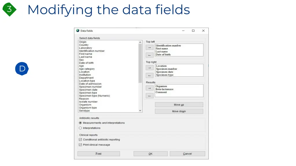 modifying the data fields