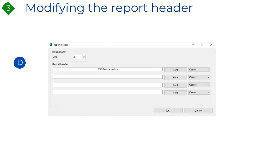 modifying the report header