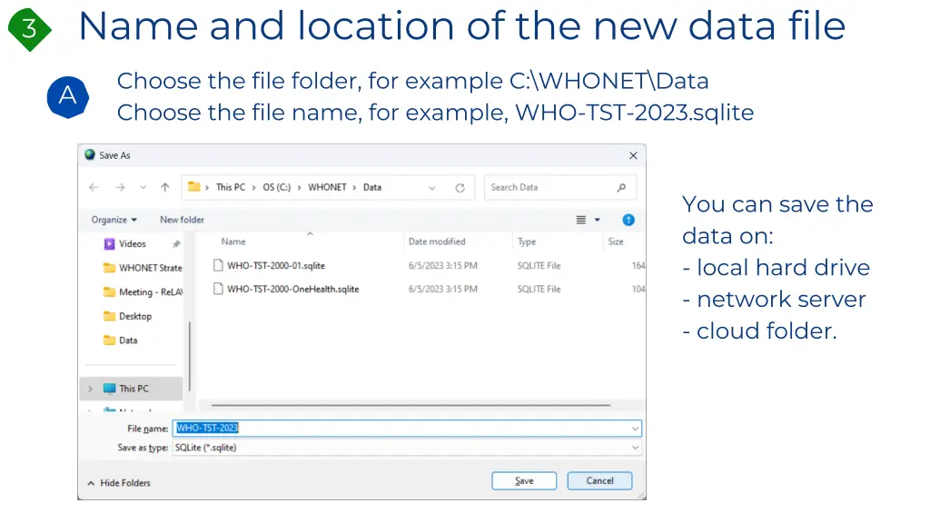 name and location of the new data file