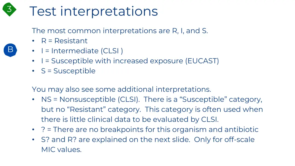 test interpretations