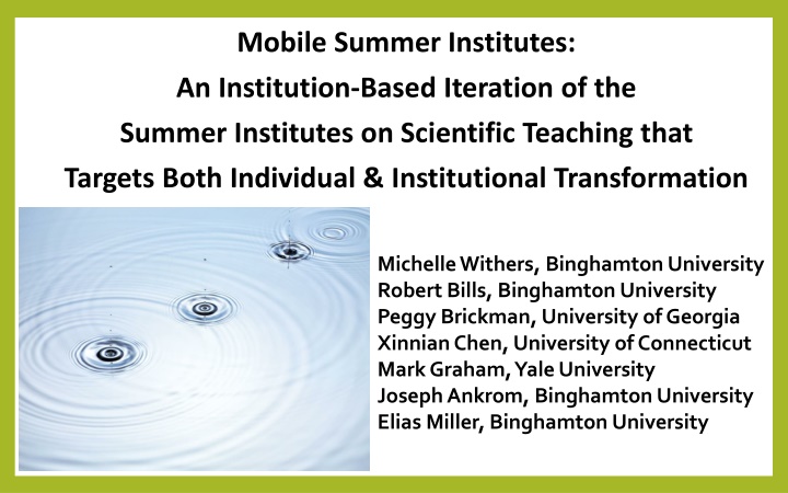 mobile summer institutes an institution based