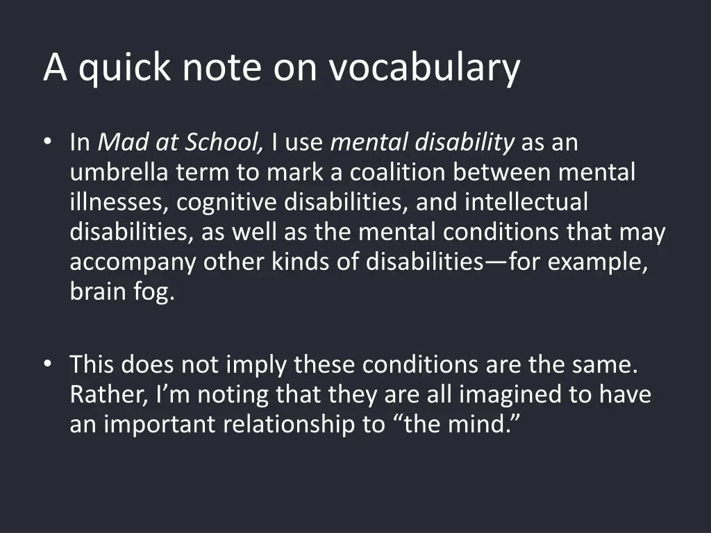 a quick note on vocabulary