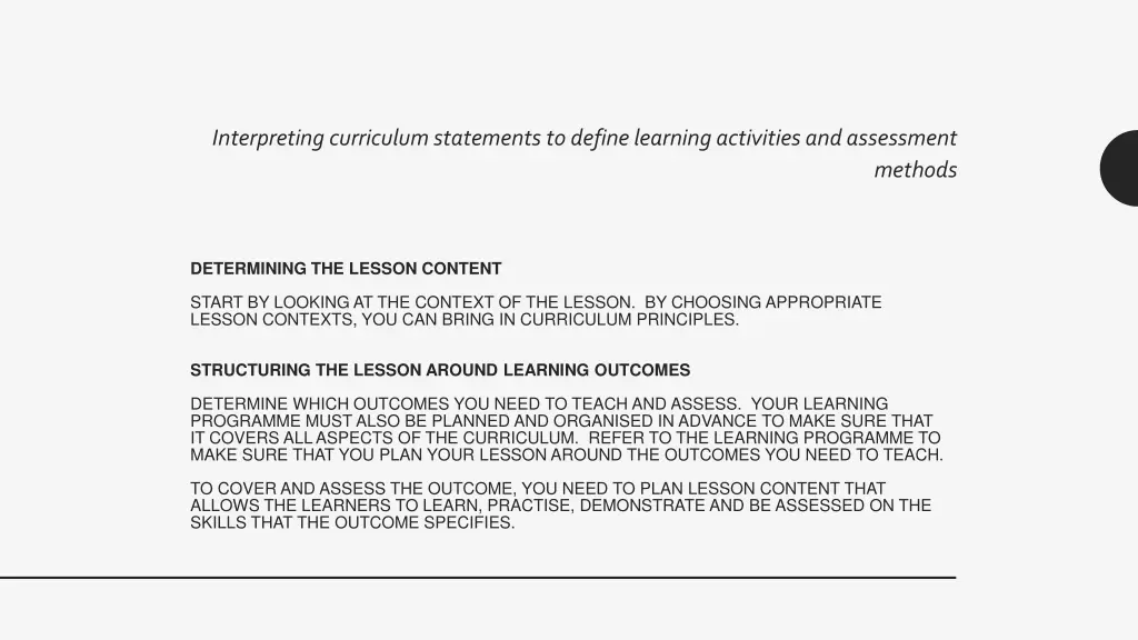 interpreting curriculum statements to define 1