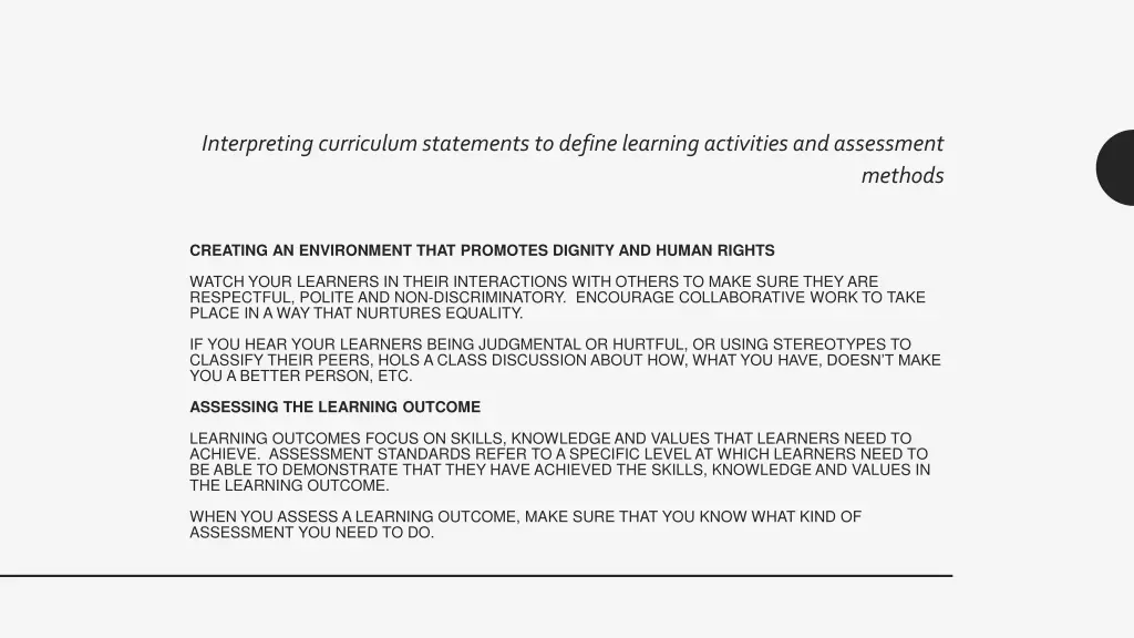 interpreting curriculum statements to define 3