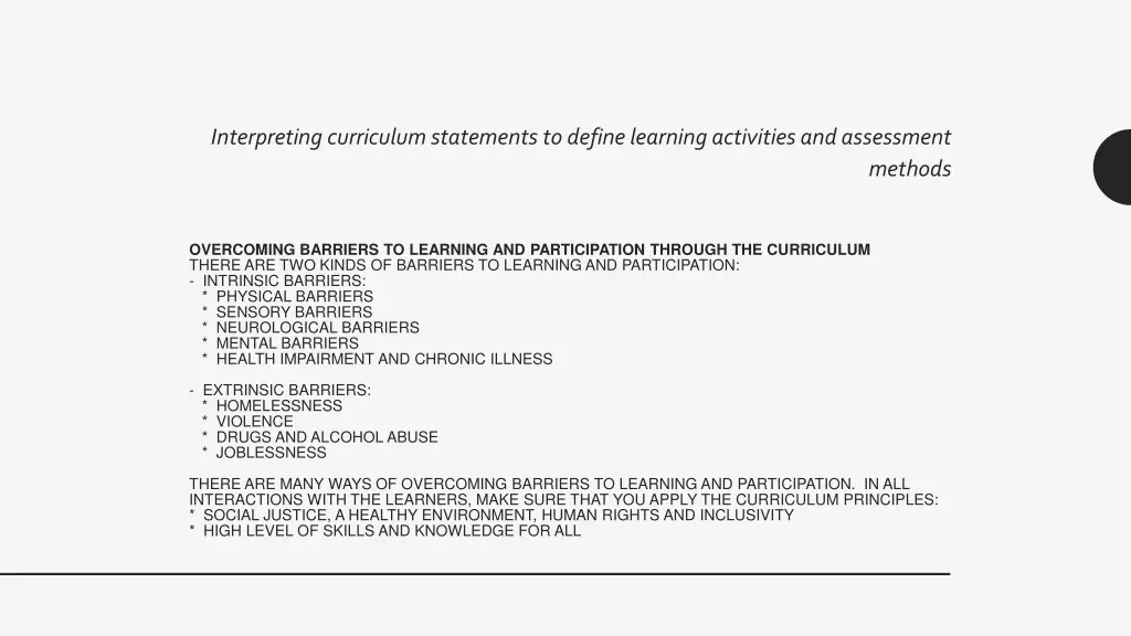 interpreting curriculum statements to define 5