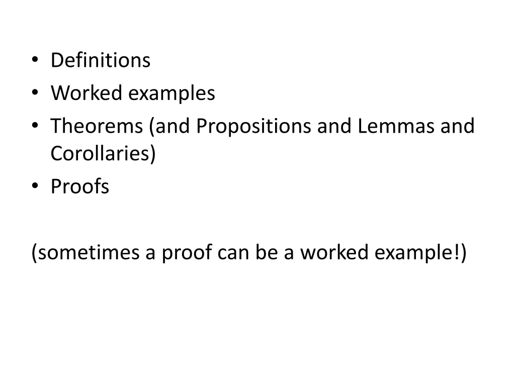 definitions worked examples theorems