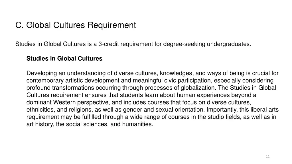 c global cultures requirement