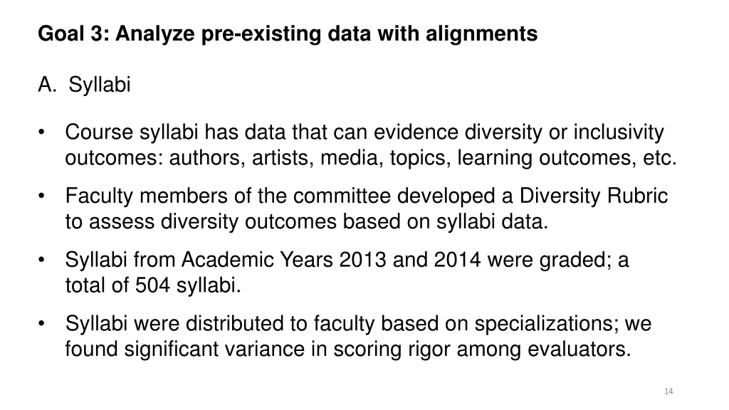 goal 3 analyze pre existing data with alignments