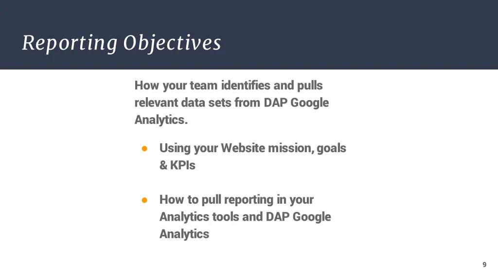 reporting objectives