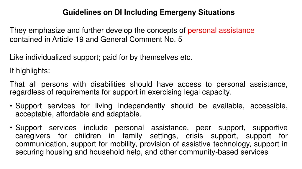 guidelines on di including emergeny situations