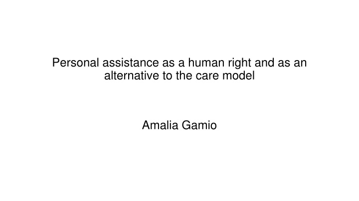 personal assistance as a human right