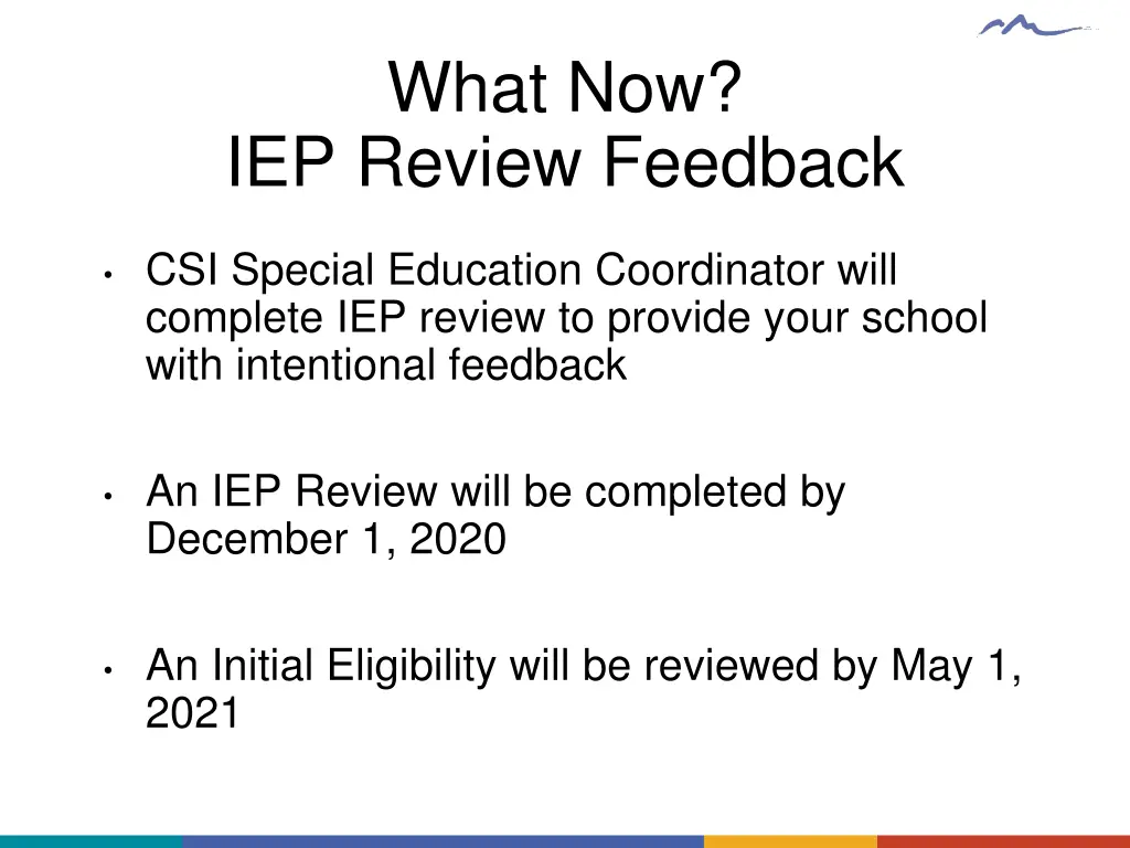 what now iep review feedback