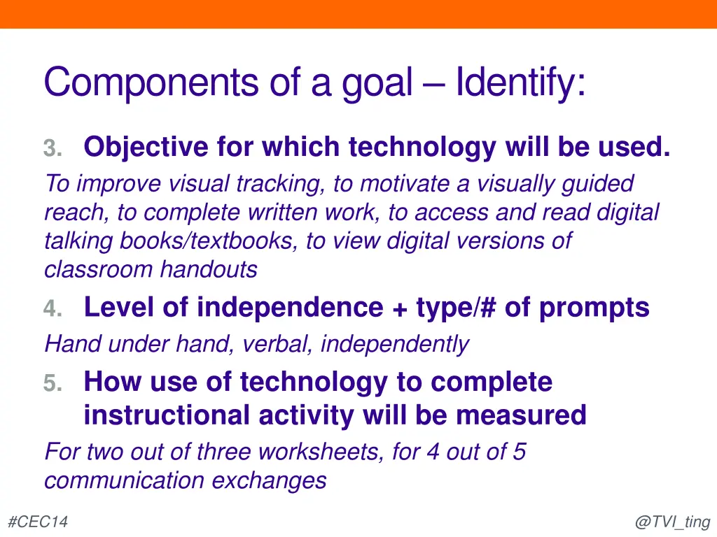 components of a goal identify 1