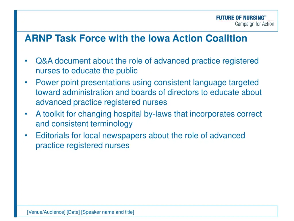 arnp task force with the iowa action coalition