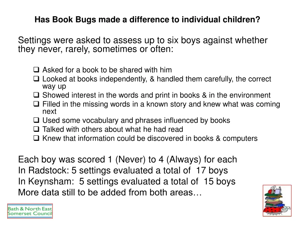 has book bugs made a difference to individual