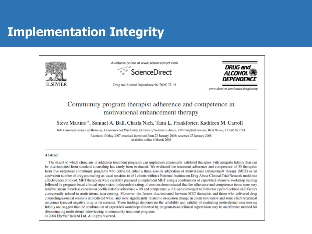 implementation integrity