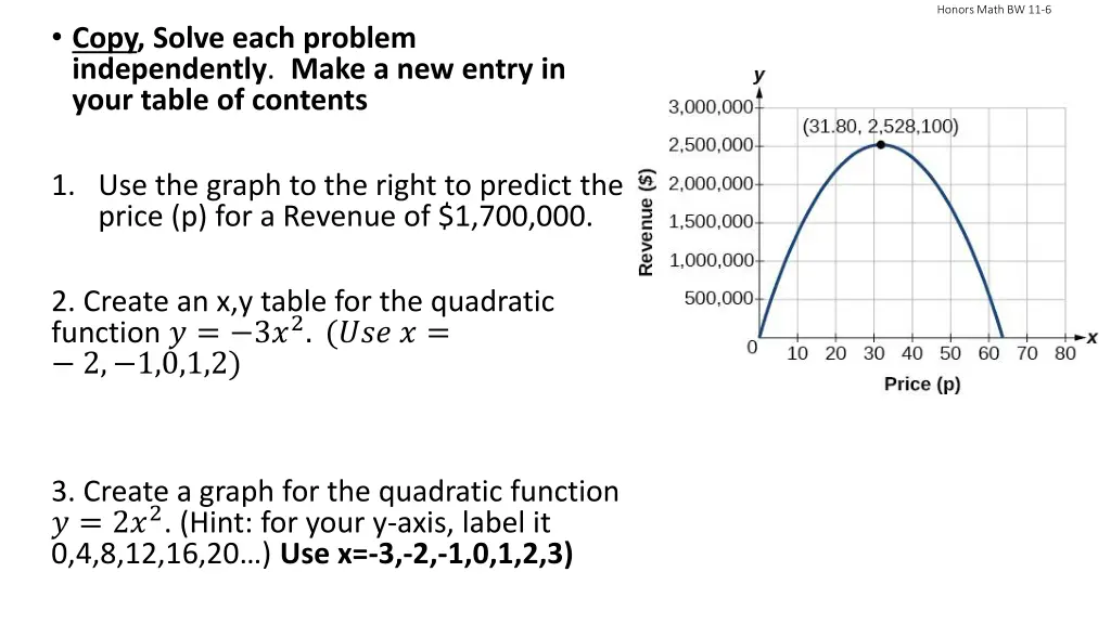 honors math bw 11 6