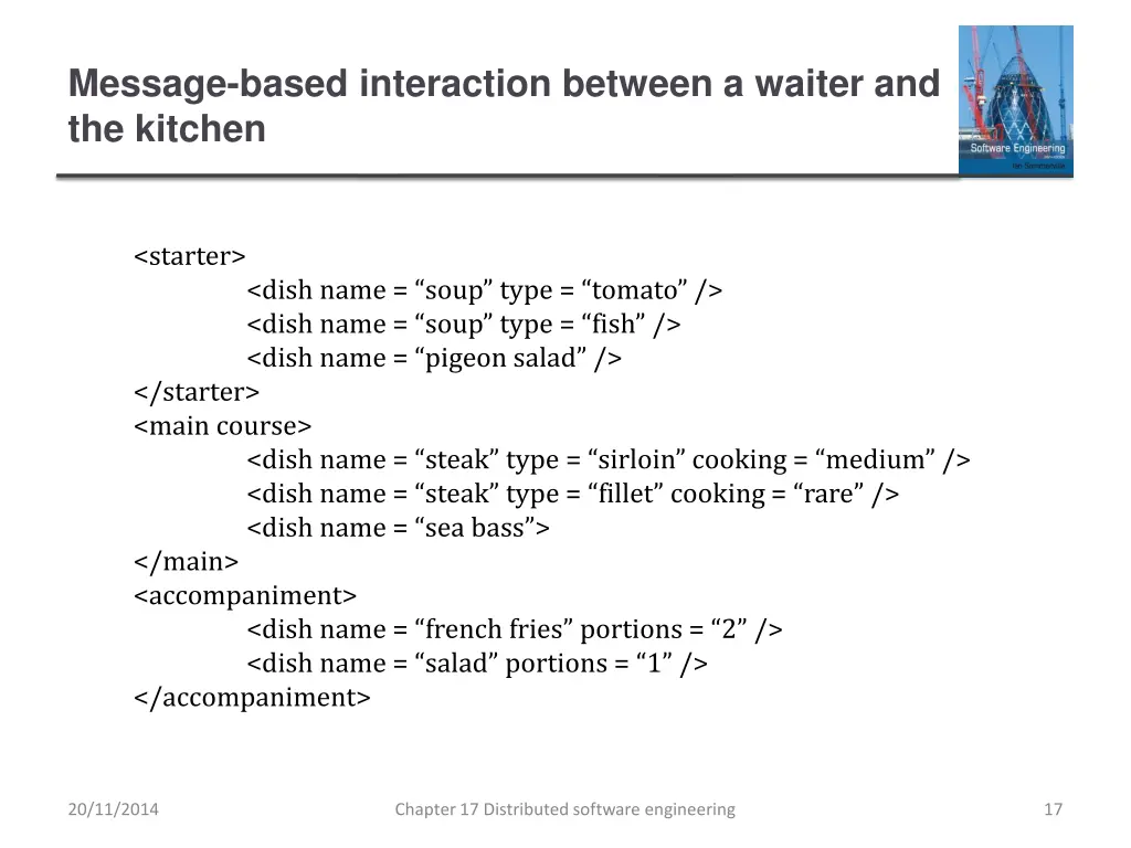 message based interaction between a waiter