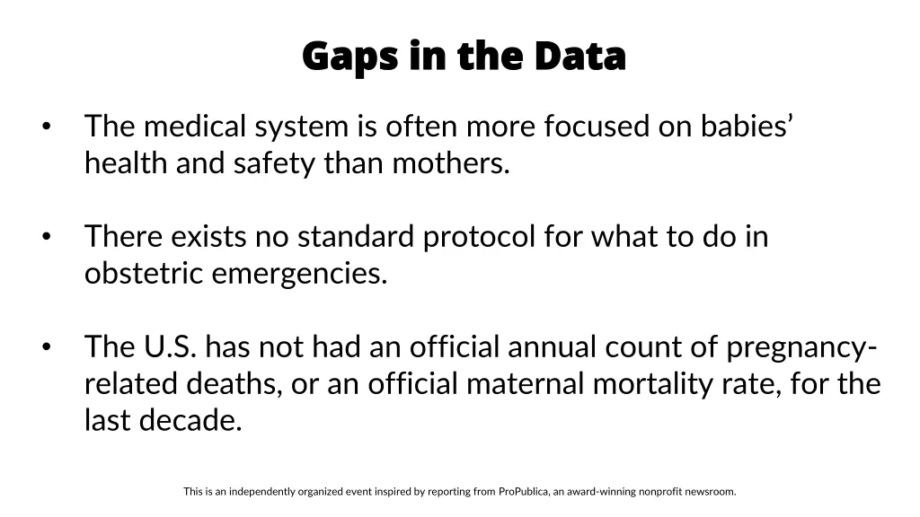 gaps in the data gaps in the data