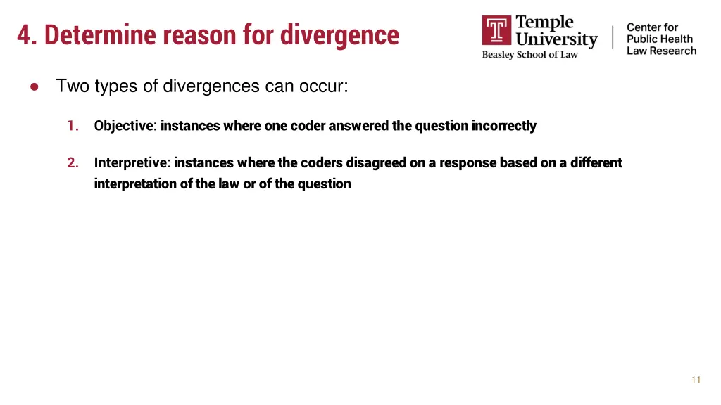 4 determine reason for divergence