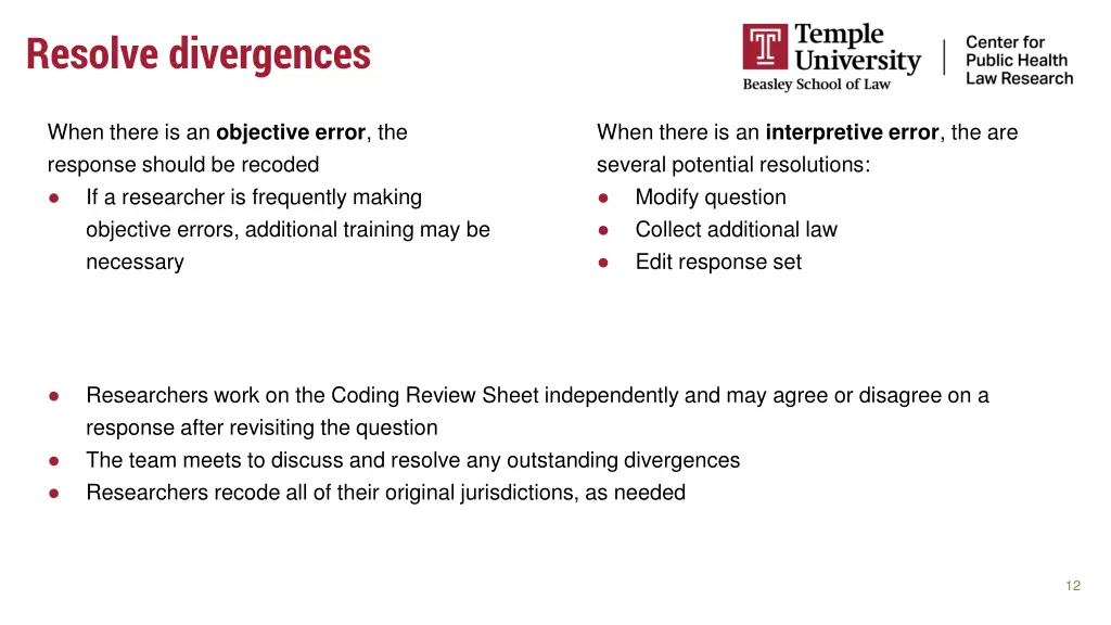 resolve divergences