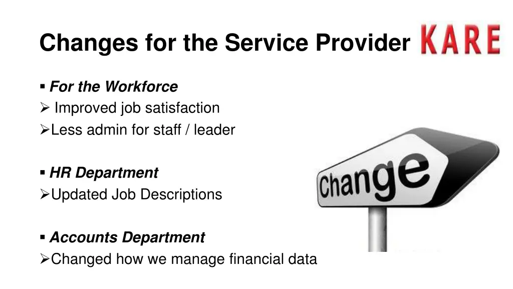 changes for the service provider