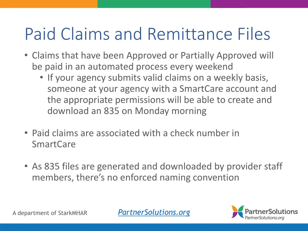 paid claims and remittance files claims that have