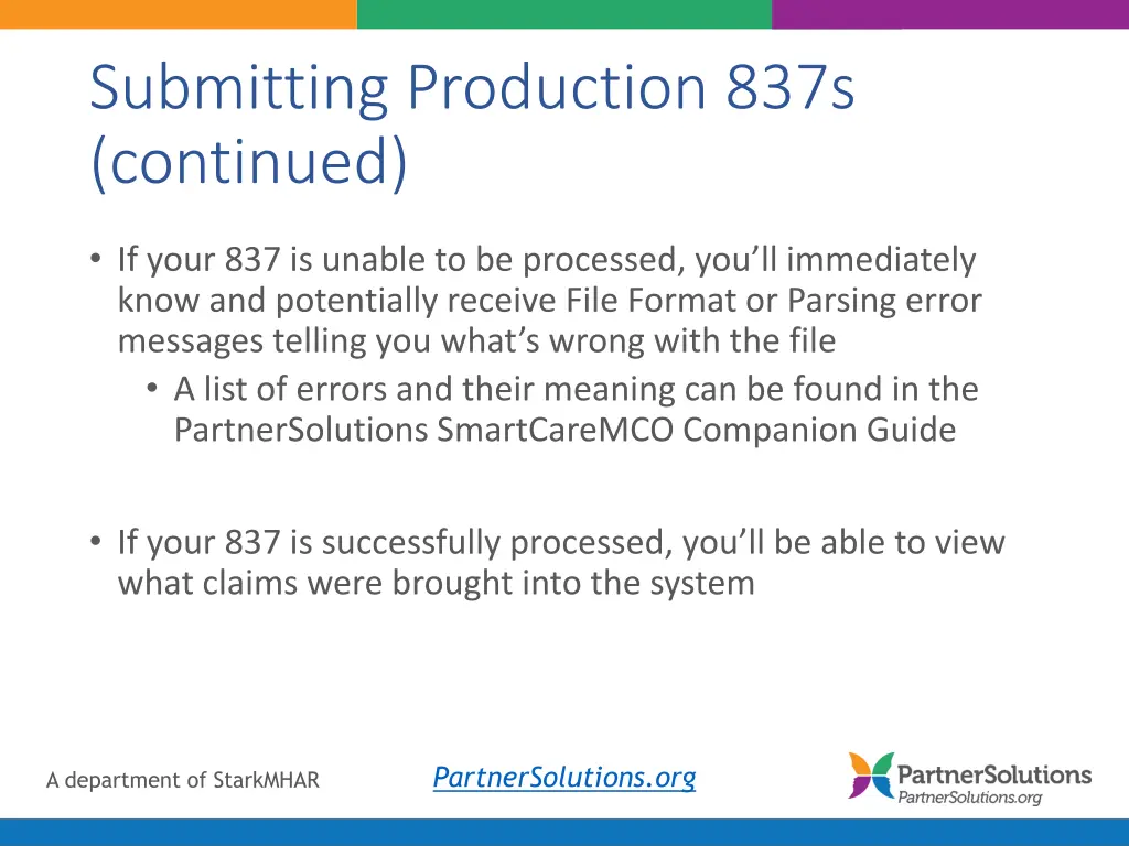 submitting production 837s continued