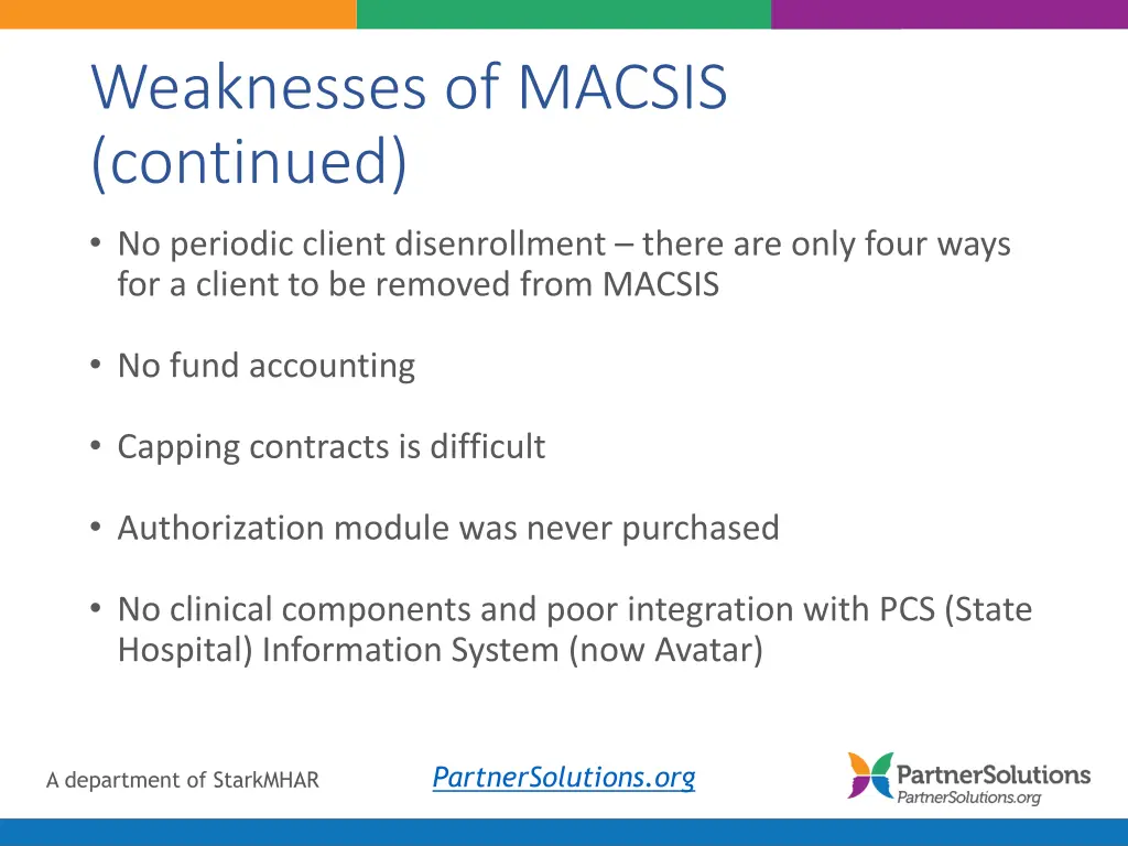 weaknesses of macsis continued