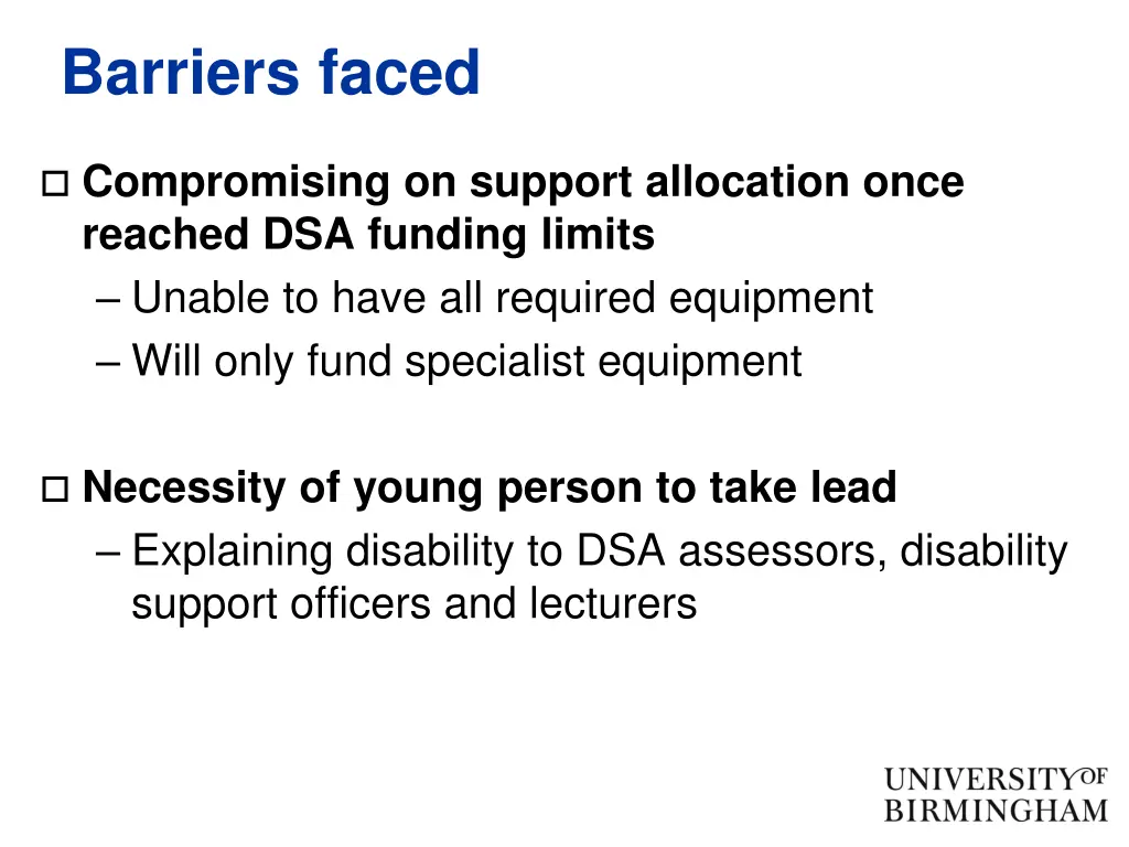 barriers faced