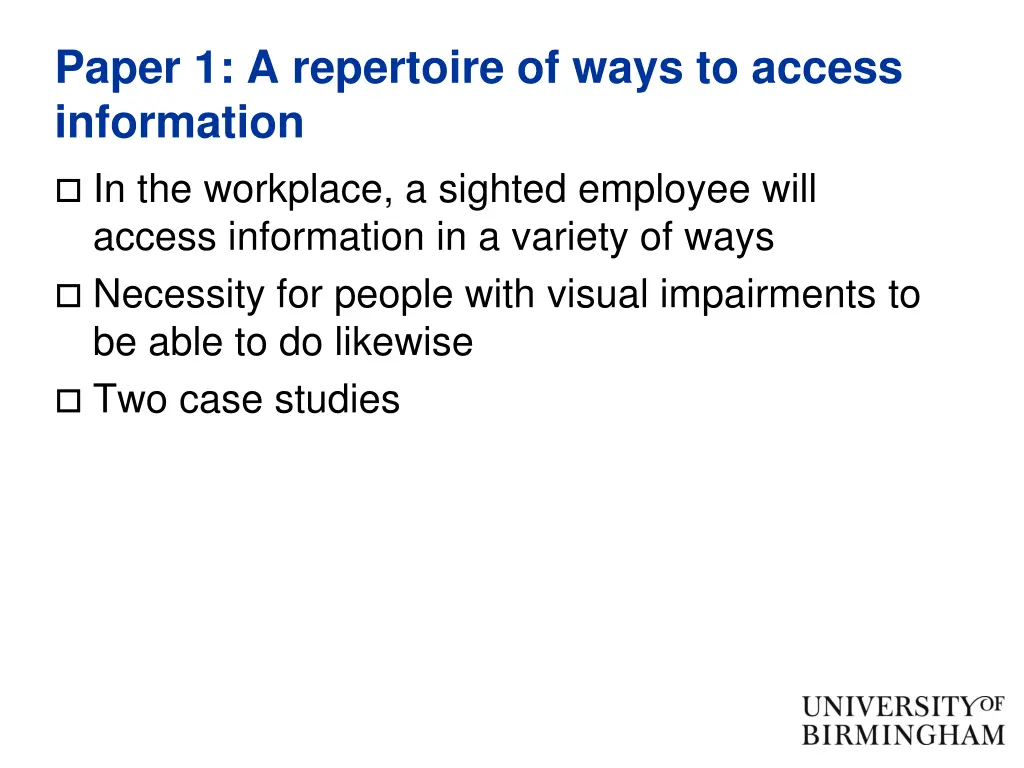 paper 1 a repertoire of ways to access information