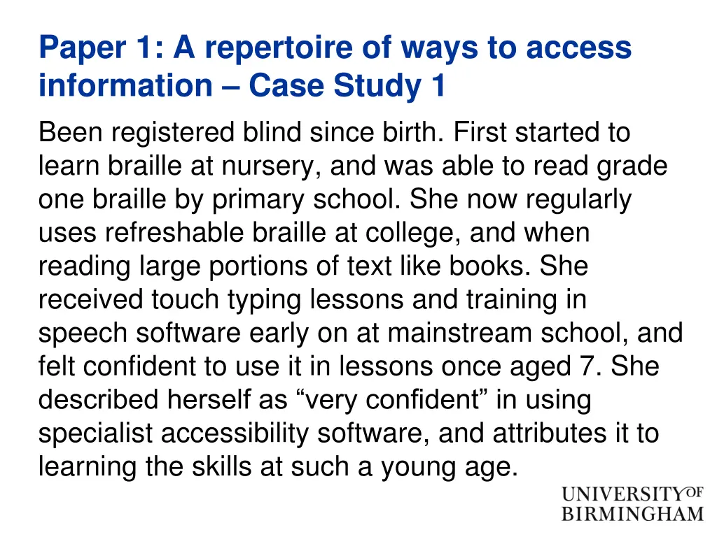 paper 1 a repertoire of ways to access