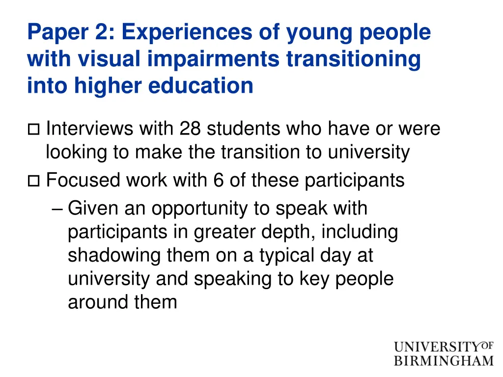 paper 2 experiences of young people with visual