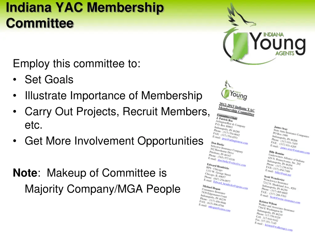 indiana yac membership committee