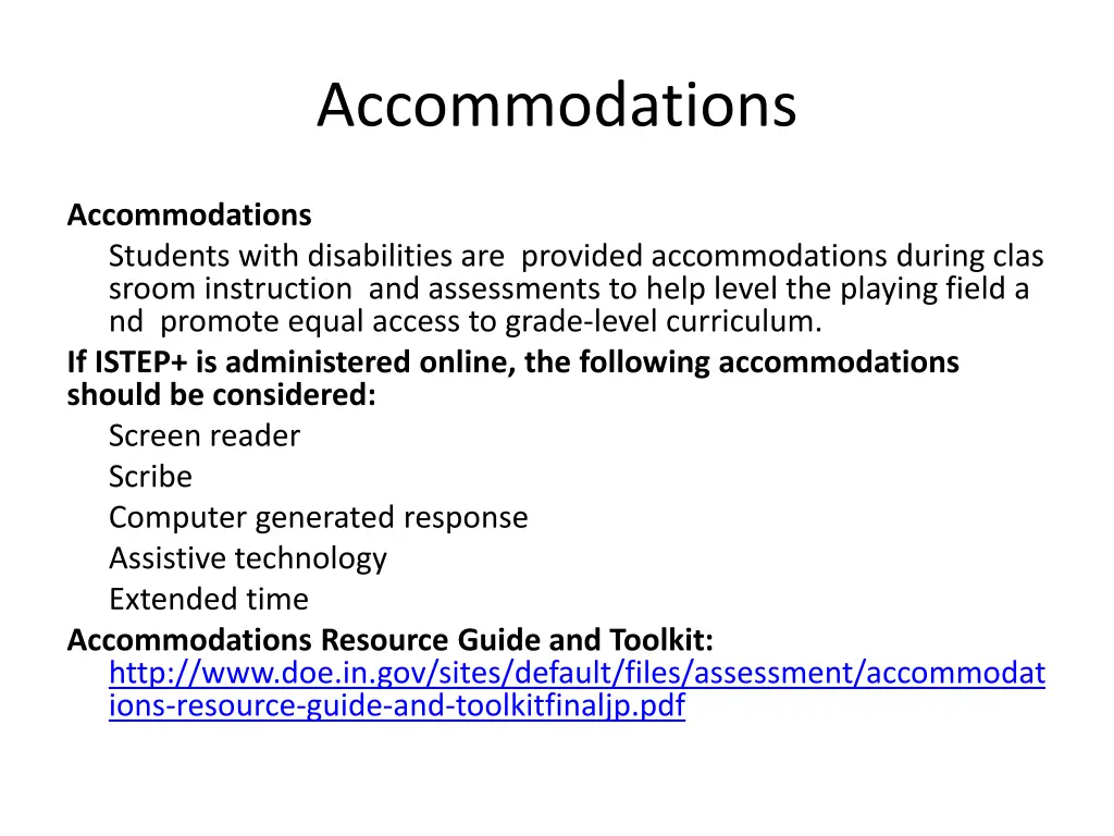 accommodations