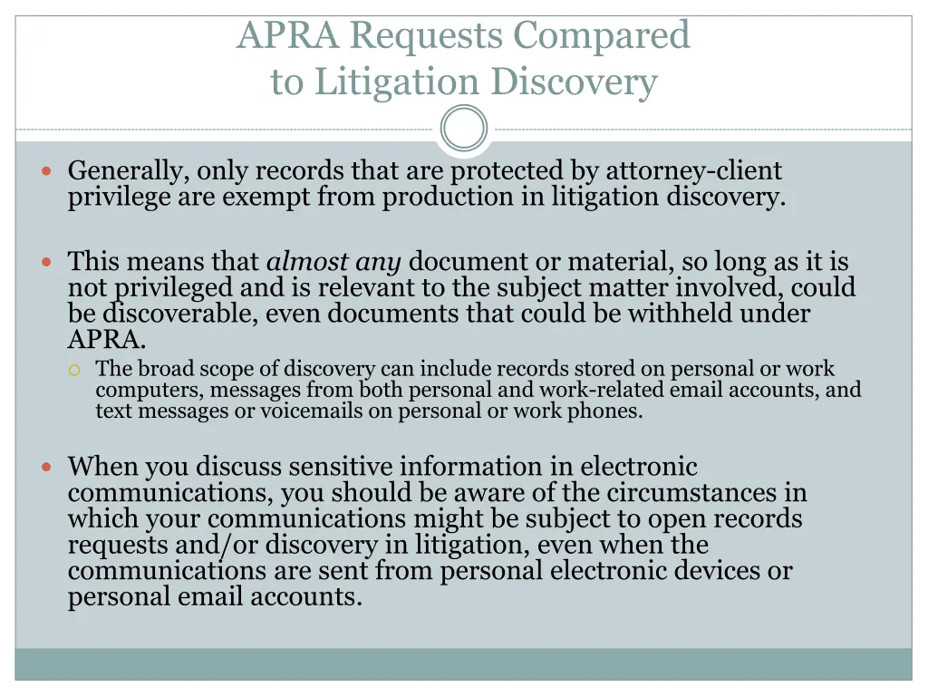 apra requests compared to litigation discovery