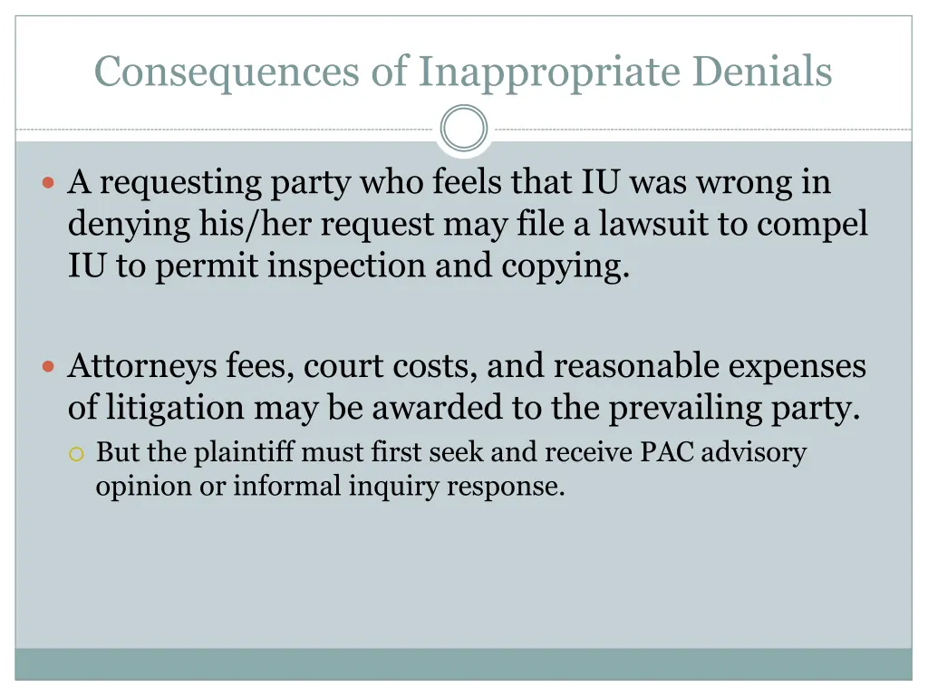 consequences of inappropriate denials