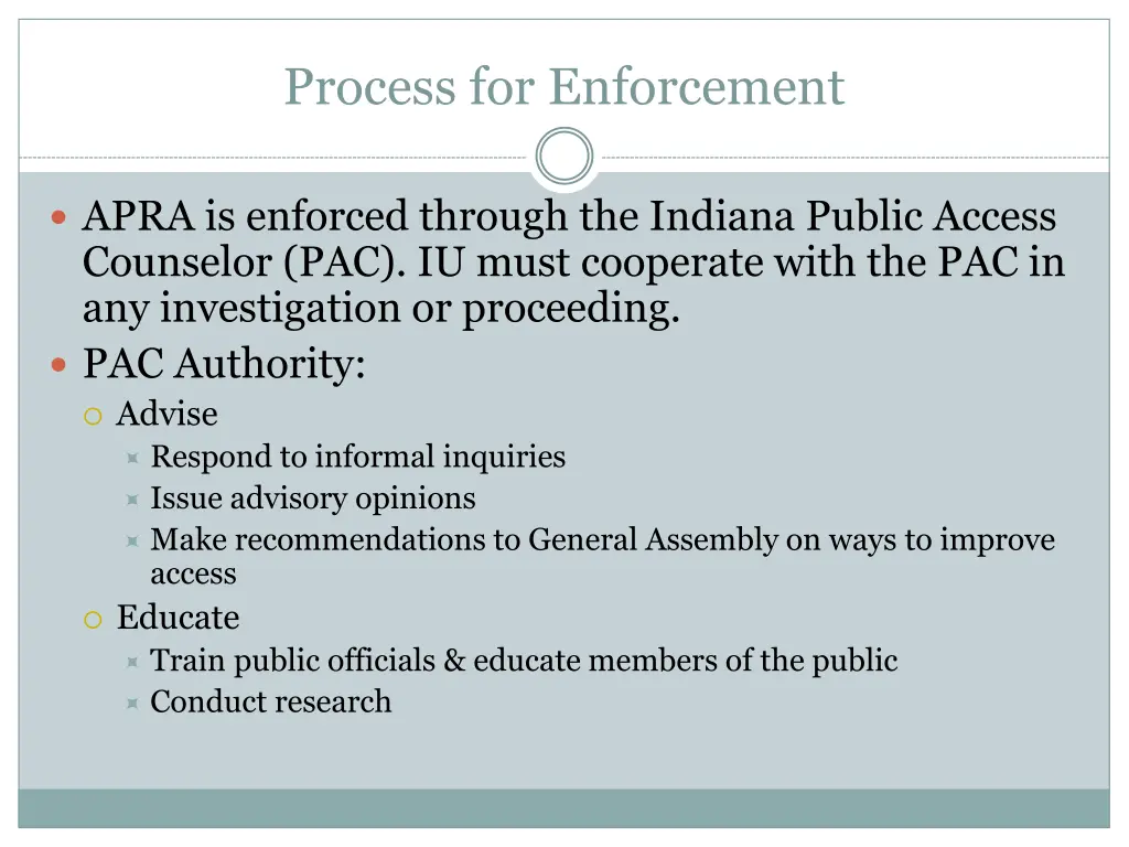 process for enforcement