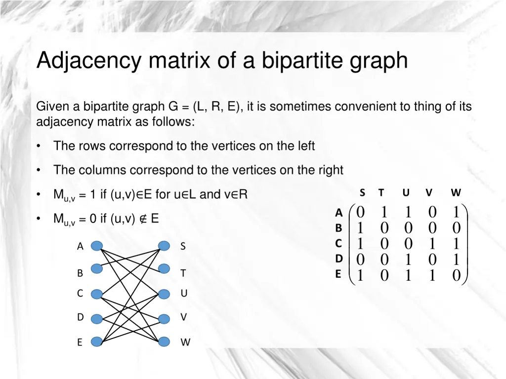 adjacency matrix of a bipartite graph