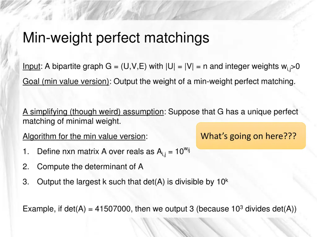 min weight perfect matchings 1