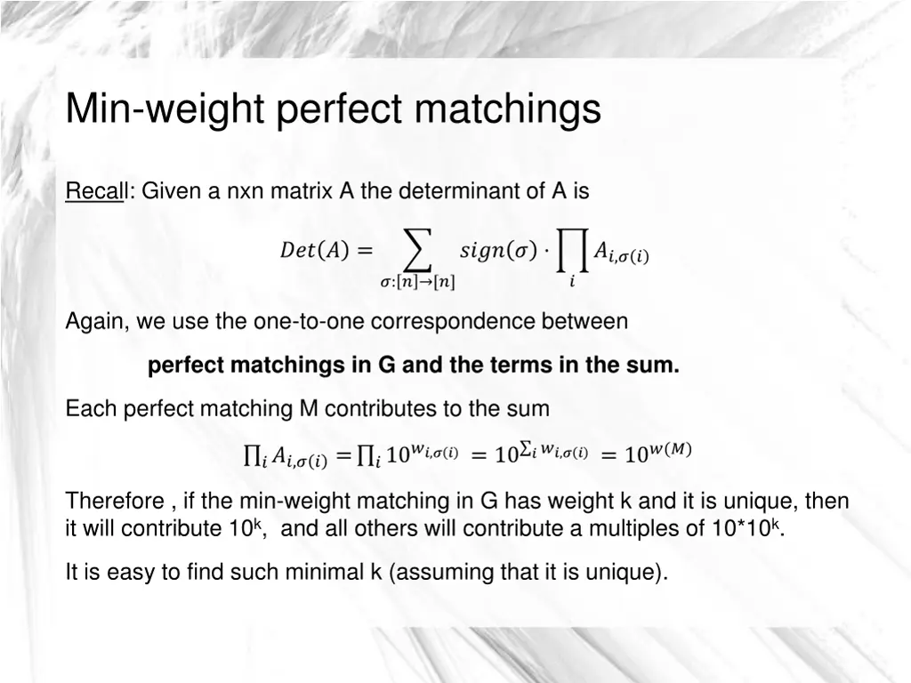 min weight perfect matchings 2