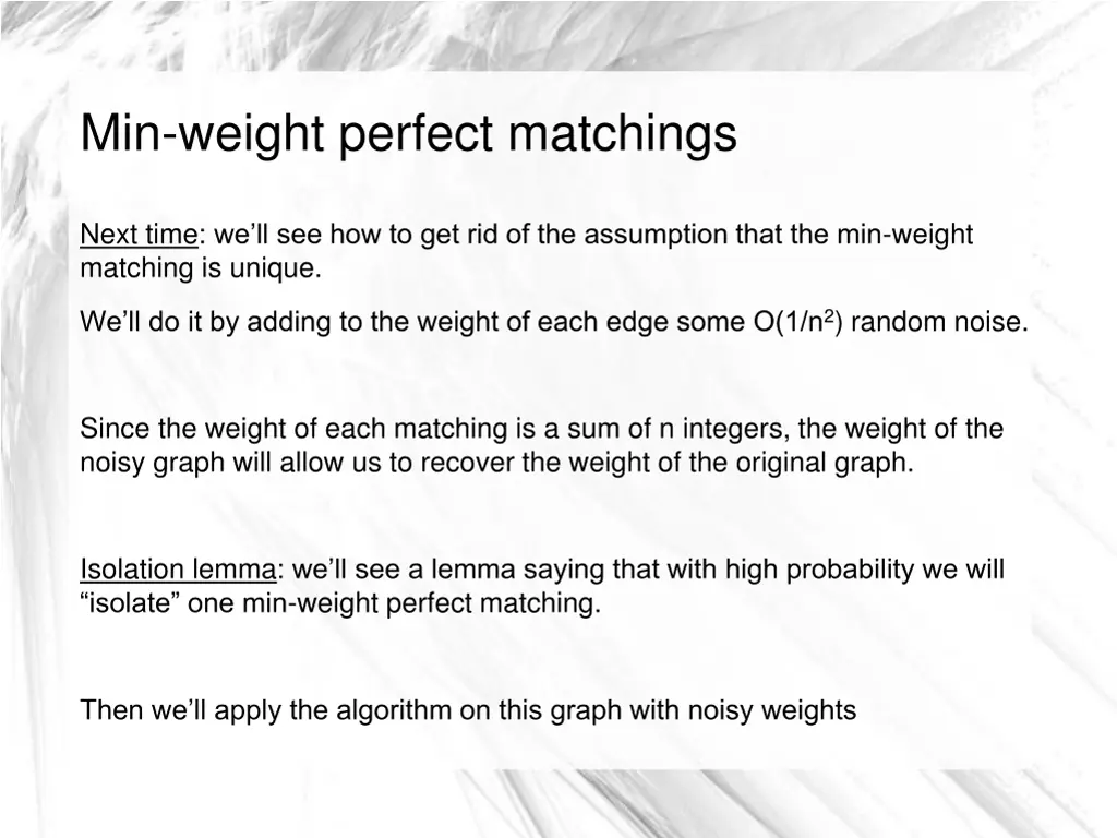 min weight perfect matchings 3