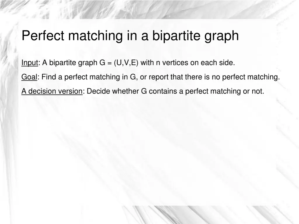 perfect matching in a bipartite graph 2