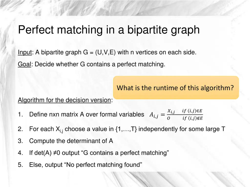 perfect matching in a bipartite graph 7