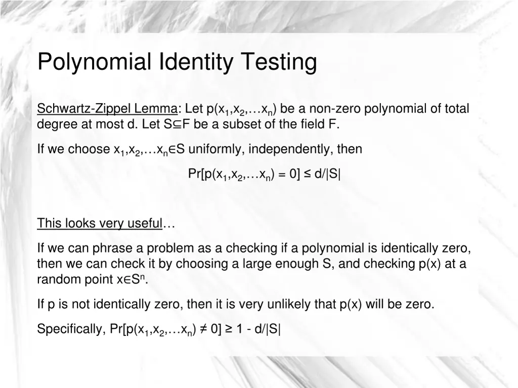 polynomial identity testing 2