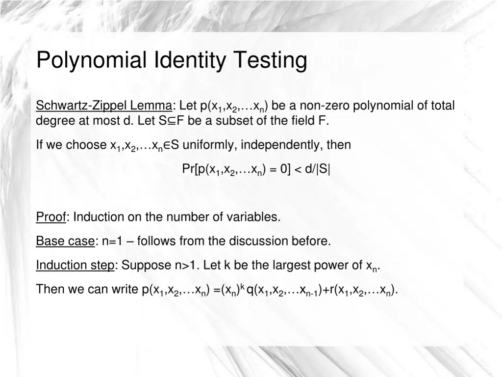 polynomial identity testing 4