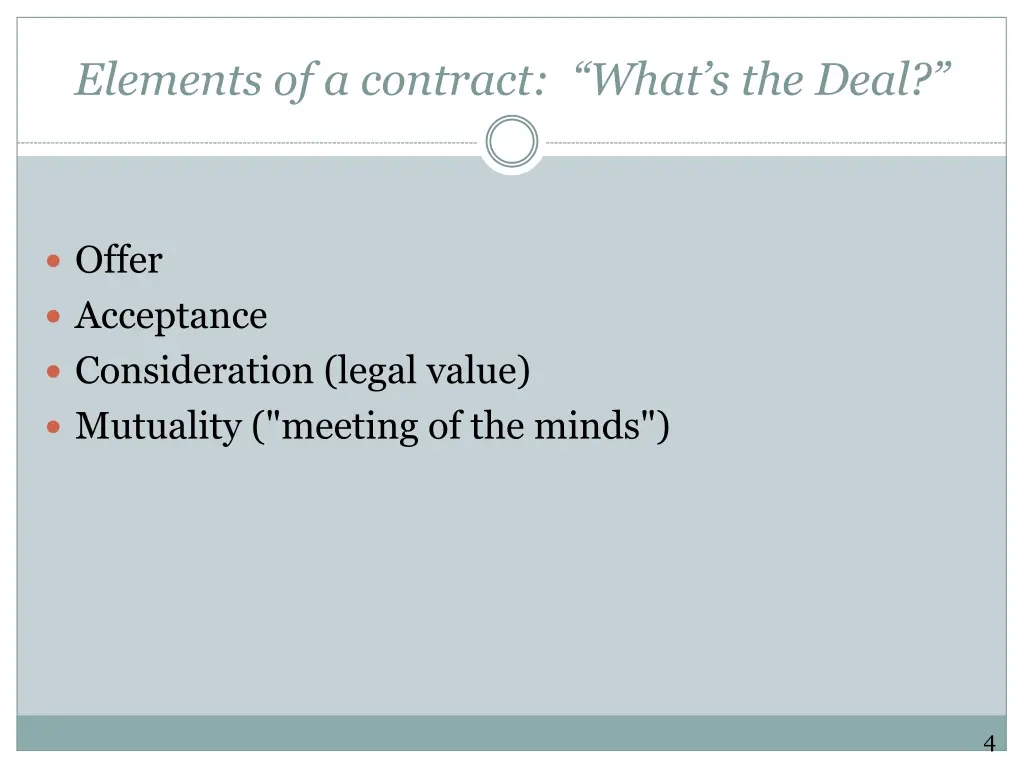 elements of a contract what s the deal