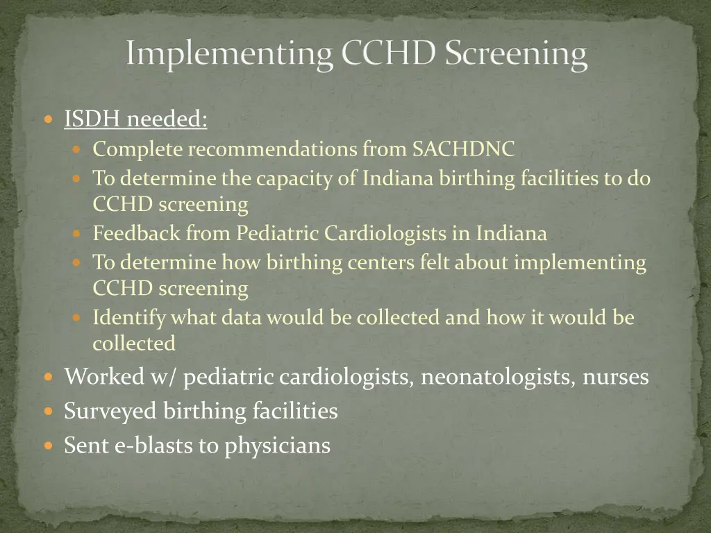 implementing cchd screening